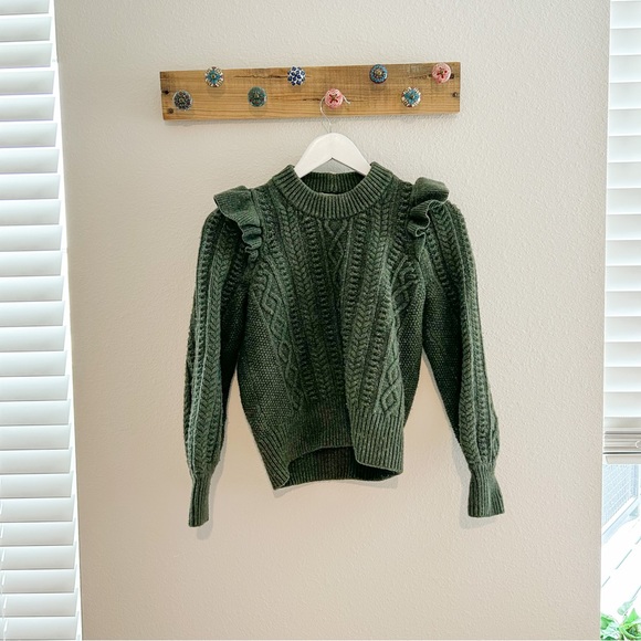 🔥Madewell | Hollydene Ruffle-Shoulder Pullover Sweater Grey Small Long Sl… - Picture 2 of 11